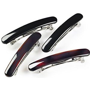 Manicare Lot de 4 mini barrettes à cheveux pour décorer ou séparer les cheveux, prise en main sûre, douce pour les cheveux et le cuir chevelu, fermoir français élégant, écaille de tortue et noir