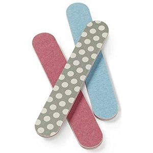 Manicare 3 kleine, gewatteerde nagelvijltjes, voor het vormen van kunstnagels en natuurlijke nagels, dubbelzijdig, medium korrel, duurzaam, voor doe-het-zelf thuis, professionele manicure of pedicure
