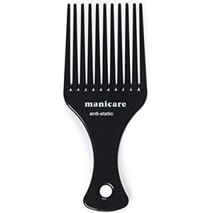 Manicare Afro-kam voor ontwarren en stylen, professioneel kappersgereedschap voor krullend, golvend, pluizig en afro-haar, brede anti-statische tanden, voorkomt afbreken, zacht voor haar en hoofdhuid