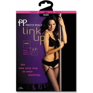 Pretty Polly Kousen - 15 Den. - Sheer Kousen met bijbehorende Thong Brief - S/M - Nude (Beige)