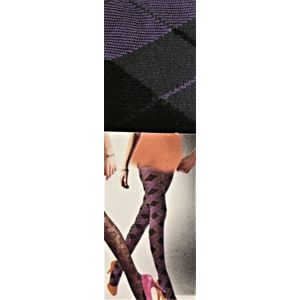Pretty Polly Panty - Panty - Opaque - Agyle - Ruit - Paars - Zwart - 40 Den. - One Size - 34/42 - Grape/Charcoal