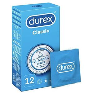 Durex Classic condooms - condooms met een slanke pasvorm en extra glijgelcoating - in een hersluitbaar zakje - verpakking van 12 stuks