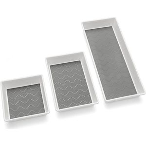 Addis Premium Tidy Opbergdozen met zachte bodem, plastic, wit/grijs, 18 x 40 x 7,5 cm