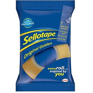 Sellotape 1443254 Originele Golden Tape Tape rol niet statisch gemakkelijk af te scheuren klein 24 mm x 3 m 6 stuks