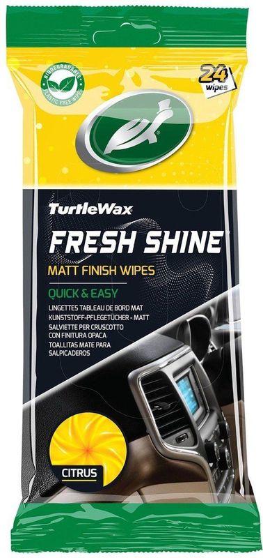 Turtle Wax - Fresh Shine Matt - Interieurreiniger - 24 Doekjes - Citrusgeur
