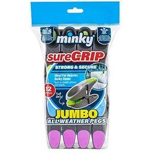 Minky Sure Grip Jumbo-klemmen, meerkleurig, 12 stuks