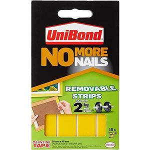 Unibond No More Nails 781739 tape, extra sterk, afneembaar, transparant, 10 stuks