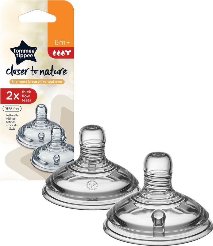 Tommee Tippee Natural Start Anti-Colic Teat flesspeen Thick Feed 6m+ 2 st