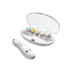 Tommee Tippee Elektrische nagelvijl voor baby's, werkt op batterijen, voor kinderen in de onderste leeftijd, met LED verlichting en zes beeldkoppen voor baby's en volwassenen 423772