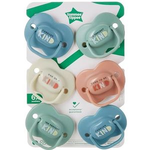 Tommee Tippee Anytime Fopspenen, 6-18m, 6 stuks, symmetrische speen zit altijd rechtop, BPA-vrije fopspeen van silicone, orthodontisch ontwerp, mengkleuren