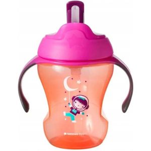 Tommee Tippee - Explora easy drink straw cup anti lek beker Girl- roze