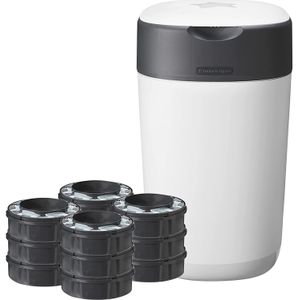 Tommee Tippee Milieuvriendelijke Twist & Click Luieremmer - met 12 Navulcassettes - Wit