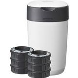 Tommee Tippee Twist & Click Advanced Luieremmer, incl. 6 cassettes met antibacteriële Green folie van duurzame herkomst in wit