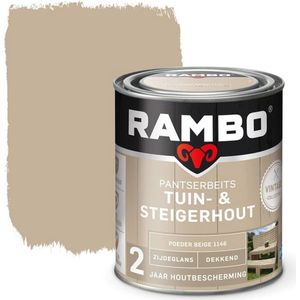 Rambo Pantserbeits Tuin&Steigerhout Zijdeglans Dekkend Poeder Beige 1146Dekkende beits 750 ML