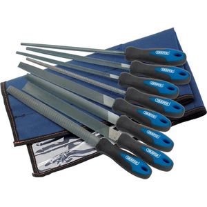 Draper 44961 Vijl- En Raspset Met Softgrip 200 Mm, 8-Delig, Blauw