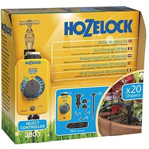Hozelock Ltd 20 Pot Water Kit inclusief AC1 Timer met 13 vooraf ingestelde programma's om water te leveren van één keer per dag, tot maximaal vier keer per dag