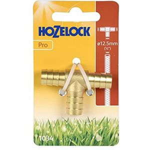 Hozelock Tricoflex 1034 0000 messing T-stuk Ø 12,5 mm, goud, 12 x 7 x 1,8 cm