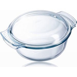 Ronde glazen ovenschaal met deksel 3 liter 27 x 23 x 11 cm - Ovenschotel schalen - Bakvorm