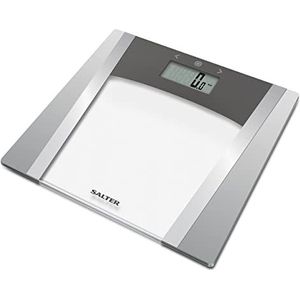 Salter 9127 SVSV3R Large Display Glass Analyser Scale, Bathroom Scale for Measuring Weight, Body Fat, Body Water, Muscle Mass, Bone Mass, BMI and BMR, 10 User Memory, Athlete Mode, 180 Kg Capacity