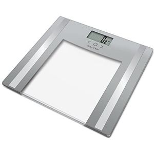 Salter 9182 SV3R Glass Analyser Bathroom Scale, 150 kg Max Capacity, Measures Body Fat/Water, Muscle/Bone Mass, BMI, 8 User Memory, Athlete Mode, Easy to Read Display, Silver
