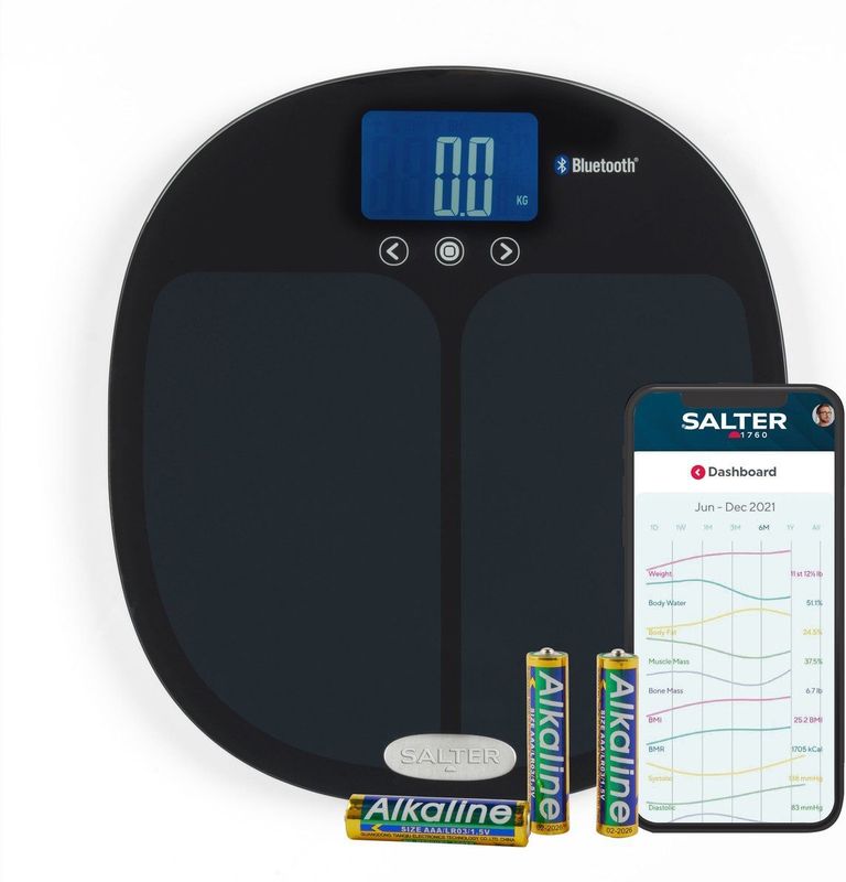 Salter - 9192 BK3R Curve - Badkamerweegschaal - Zwart - Bluetooth
