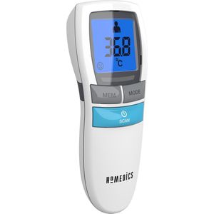 HoMedics No Touch infraroodthermometer: contactloos, draagbaar, voorhoofdtemperatuurmeter, onmiddellijke meting van 1 seconde, gemakkelijk leesbaar lcd-display, koortsalarm, nachtmodus, automatische