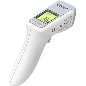 HoMedics Thera-P infrarood voorhoofthermometer, contactloze thermometer met nauwkeurige directe leesing, lcd-display, gemakkelijk te lezen, driekleurig koortsalarm voor baby's, kinderen en volwassenen, nachtmodus