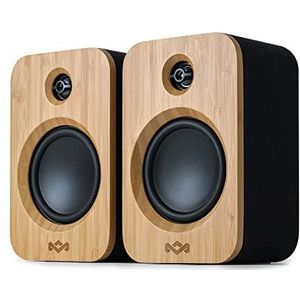 House of Marley Get Together Duo Bluetooth Speakers - Sustainably manufactured, Bookshelf style, wireless sound system, power supply or 20 hours battery life, Aux in function,