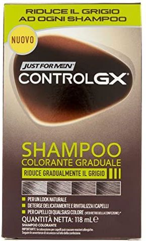 Just For Men - Control GX Colour Shampoo vermindert geleidelijk grijs haar voor een natuurlijke look, 4 oz