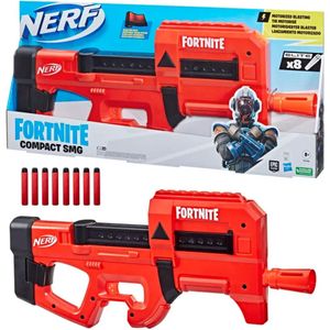 Nerft Fortnite Compact SMG gemotoriseerde dartblaster, ultrarode wrap, intern magazijn voor 8 darts, 8 officiële Nerf Elite-foamdarts