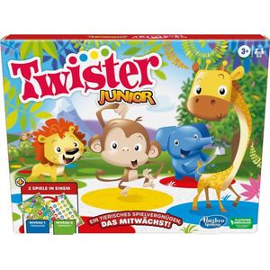 Hasbro Twister Junior Spiel | Tierisches Vergnügen | doppelseitige Matte | 2 Spiele in einem Partyspiel für Kinder ab 3 Jahren | bis 4 Spieler