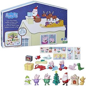 Peppa Pig Peppas Adventskalender met 24 verrassingsspeelgoed en stickers, kinderspeelgoed