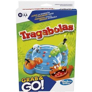 Tragabolas Grab and Go Draagbaar spel voor 2 spelers, reisspel voor kinderen, inclusief 2 comilons nijlpaarden, Spaans-Portugese versie