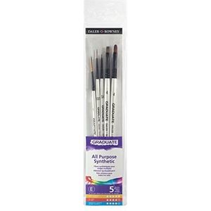 Daler-Rowney Graduate Multi-Technique Synthetische Haarborstels met Korte Handvatten Portemonneeset 5 Verschillende Borstels, Ideaal voor Studenten