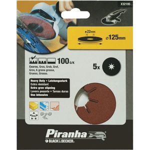 Piranha schuurschijf haakse slijper K100 125x22 mm 5 stuks X32195