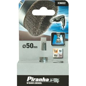 Piranha staaldraadborstel Ø 50 mm - RVS - Stift 6 mm