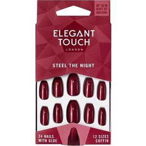 Elegant Touch - Steel The Night Kunstnagels - Donkerrood - 24 Stuk