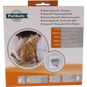 PetSafe Handmatig Kattenluik met 4 Standen en Tunnel Classic 917 Wit 5030