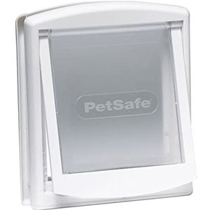 PetSafe Originele Staywell kattenklep voor honden en katten, 2 ingangen, ingang en uitgang, deur voor huisdieren, robuust, met sluitpaneel, wit (M)