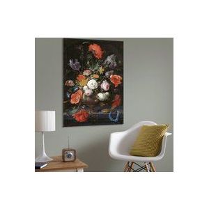 Art for the Home Stilleven Bloemen Horloge - Canvas - 100x70 cm