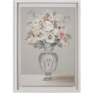 Laura Ashley Rose Bouquet Vase Canvas - Bloemen - 70x50cm - Grijs