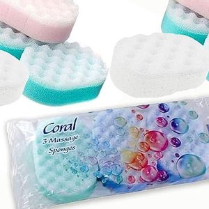 Coral Pack van 3 Massage Sponzen (kleuren kunnen variëren)