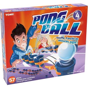 Tomy – Pong Ball ultiem niveau 57 delen T73021, educatief spel met 22 blauwe kunststof bekers en balbanen met watervallen en bruggen, 2 spelers +, geschikt voor kinderen en jongeren vanaf 6 jaar.