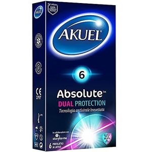 Akuel Absolute Dual Protection latex condooms met gepatenteerde anti-viral-technologie, 6 stuks