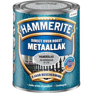 Hammerite Metaallak Hamerslag - H115 Zilvergrijs 0,75 Liter - Aflakken - Verfwinkel is tot 50% goedkoper