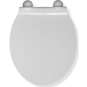 Croydex Flexi-Fix Victoria Slim Line toiletbril, glijdt altijd, antibacterieel, kunststof, wit, 42,5 x 37 x 5 cm