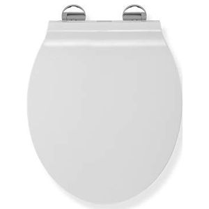 Croydex Flexi-Fix Michigan Slimline altijd past nooit glijden, langzaam sluitende wc-bril, wit, 42,5 x 37 x 5 cm