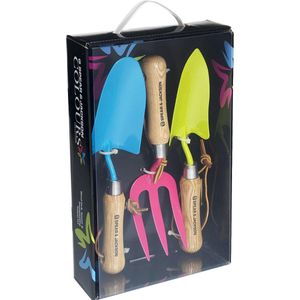 Spear & Jackson Kleurrijke Colours Set met bloemenkelle, onkruidvork en plantenkels, meerkleurig