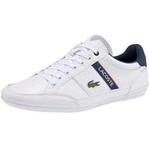 Lacoste Chaymon 0120 2 CMA sneakers voor heren, wit/marineblauw/rood, 41 EU