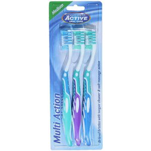 Active Oral Care Multi Action Toothbrushes Medium 3 st